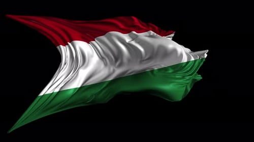 Hungary Flag Waving with Realistic Fabric Loop