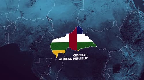 Minimalist Central African Republic Map Highlight with Flag Reveal