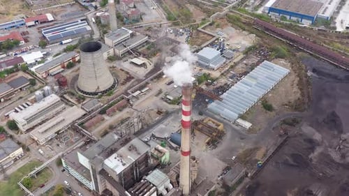 Vue aérienne de la centrale thermique de Sliven, Bulgarie