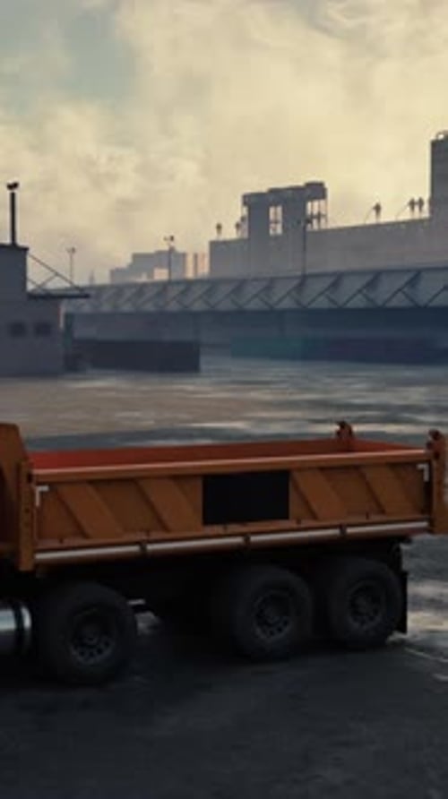 Dump Truck Parked in Parking Lot