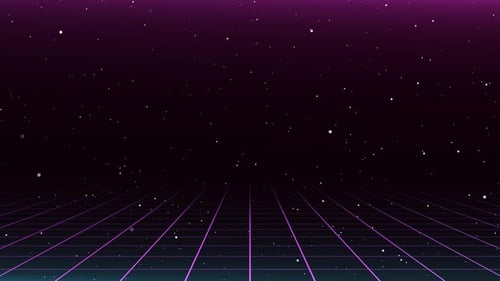 Retro Futuristic Grid and Starfield Loop Background Animation
