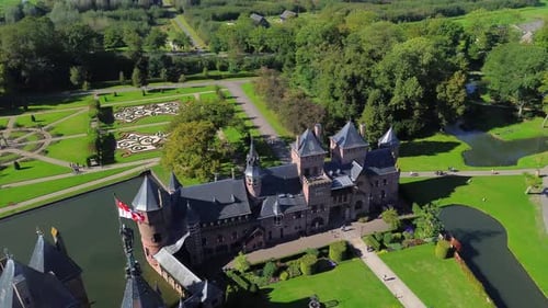 Top view of the largest castle in the Netherlands, De Haar.