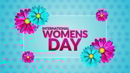 International Women's Day Animated Celebration Title with Flowers