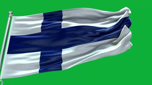 Realistic Waving Finland Flag on Green Screen