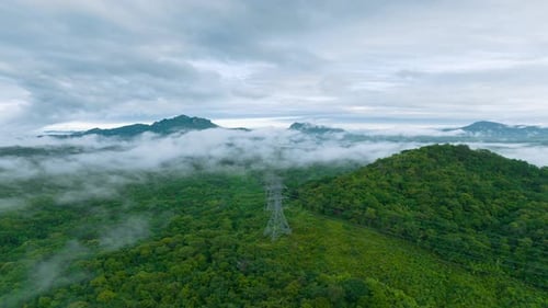 Aerial View of Lush Green Mountains Landscape
