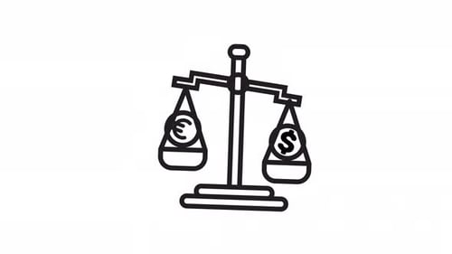 Animated Euro and Dollar Currency Balance Scale Icon