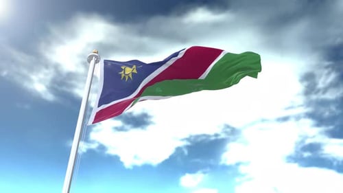 Namibian Flag Waving in Realistic 3D Animation