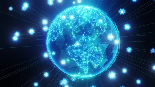 Cámara de movimiento de fondo de tecnología global digital.