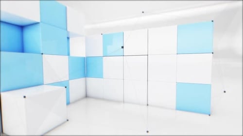 White blue Technology Cubes Unfolding in loop