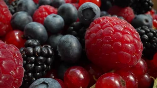 Fresh Ripe Berries: Raspberry, Blueberry, Blackberry Close Up