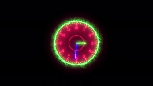 Reloj analógico Fire Rim de neón brillante aislado