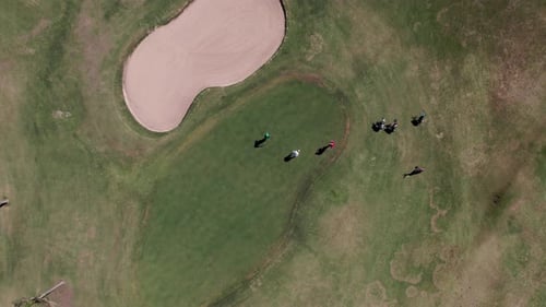 Aerial Golf Club and Ball on Tee Ready for Swing