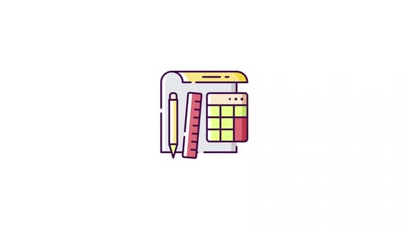 Animated Spreadsheet and Planner Icon in Flat Design, Backgrounds ...