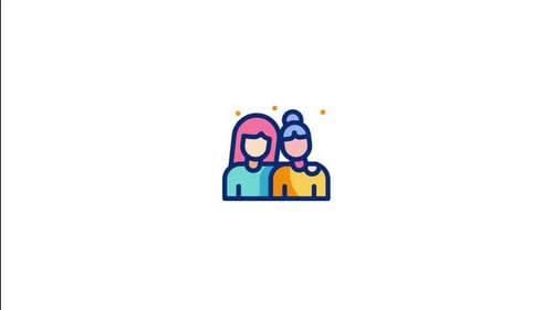 Flat Design Animation of Two Friends Icon