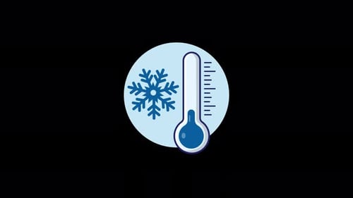 Thermometer with Snowflake. Low Temperature Concept Animation Video - Transparent