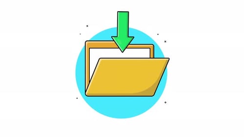 4K Open Folder with Green Arrow. Folder Download Concept Animation Video