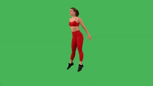 Green Screen Sportswoman Doing Aerobic Exercise