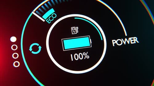 Futuristic Electric Car Dashboard Battery Charging Display
