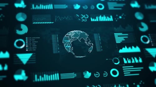Análise global de dados, inteligência de negócios, mercados financeiros e transformação digital moderna