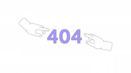 Animación de error 404 con las manos extendidas para tocar