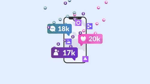 Social Media Engagement Metrics on Smartphone Animation