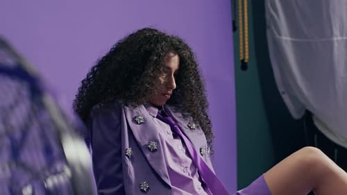 Confident Biracial Model Posing in Professional Photo Studio for Magazine Cover