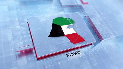 Futuristic Digital Kuwait Map Flag Presentation