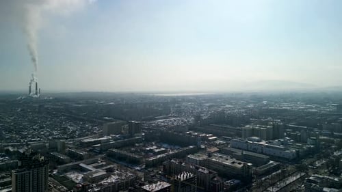 Bishkek City air pollution visible above the city