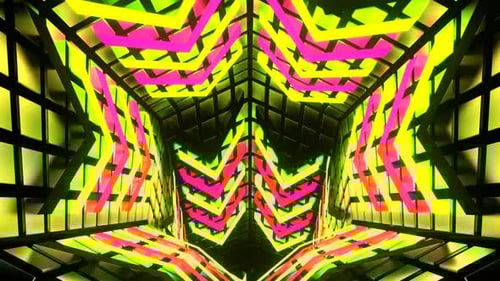 Light Green And Pink Strobe Hexagonal Circle Tunnel Background Vj Loop In 4K