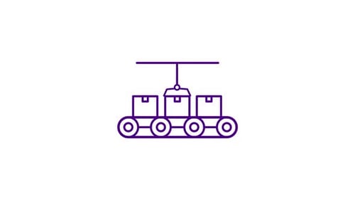 Flat Design Conveyor Belt With Robotic Arm Automation Icon