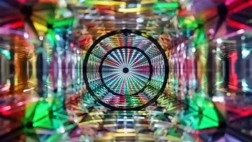 Abstrakte Regenbogen-Kaleidoskop-Tunnel-Bewegungsgrafik Loop Vib
