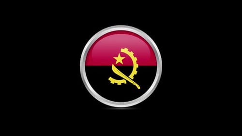 Angola Flag Circular Button Icon Animation Loop