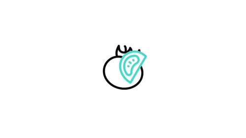 Flat Design Line Art Tomato Icon Animation with Slice