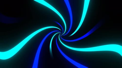 Blue And Cyan Neon Curves Moving In Circle Background Vj Loop In 4K
