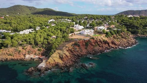 Aerial view of Ibiza Island, Balearic Island, Spain.
