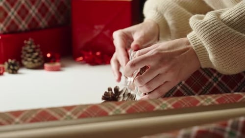 Wrapping a Christmas Gift at Home