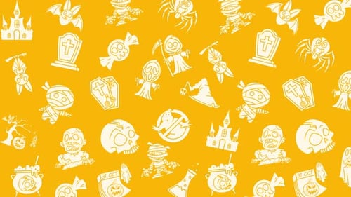 Seamless Looping Halloween Icons Pattern Motion Background