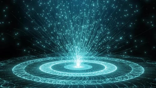 Futuristic Hud Interface, Hud Blue Circle With Glowing Background With Particle, High Tech Technolog