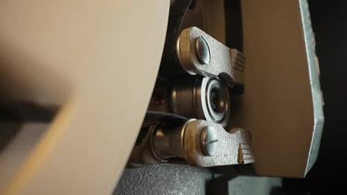 Industrial Machine Wheel Turning in Extreme Close Up