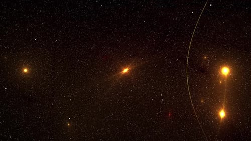 Abstract Golden Orbiting Planets and Stars Background Animation