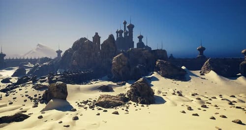 Drone Surveys Vast Plateau with Windswept Sands and Towering Formations