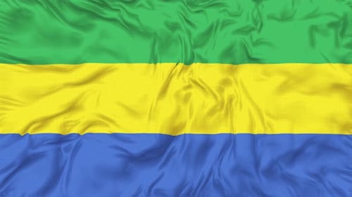 Waving Flag of Gabon Seamless Loop Animation