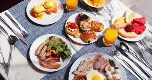Delicious Hotel Breakfast Buffet Spread Variety Still Life
