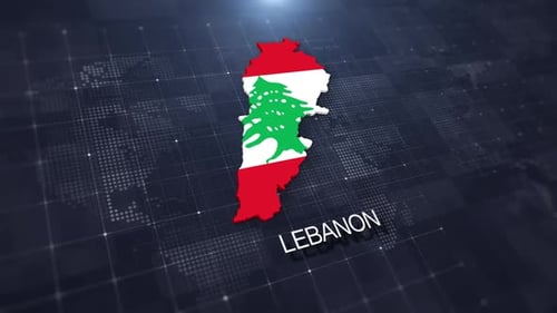 Lebanon Map and Flag with Digital Background Animation