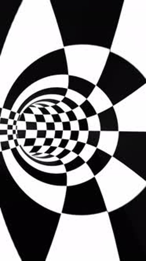 Vertical Video Black and White Checkerboard Ska Tunnel 3D Animation