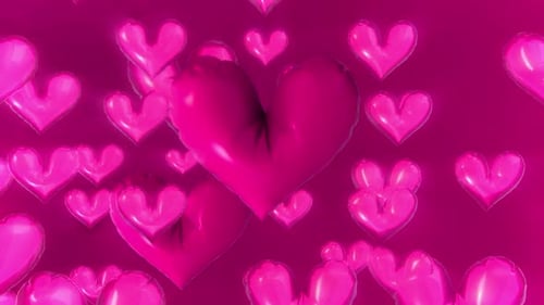Seamless Loop of Pink Heart Balloons for Romantic Backgrounds