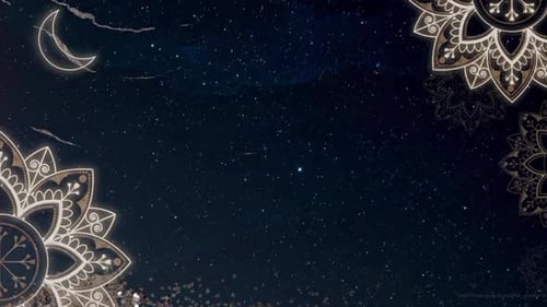 Ramadan Eid Celebration Background with Gold Mandala and Moon