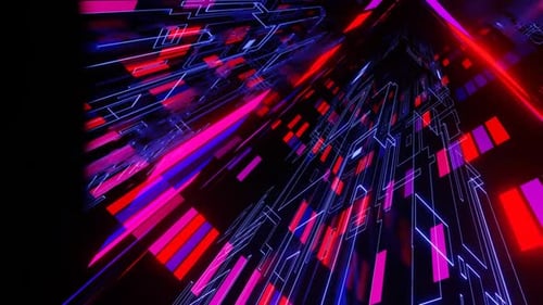 Abstract Neon Futuristic Digital Tunnel Loop Background