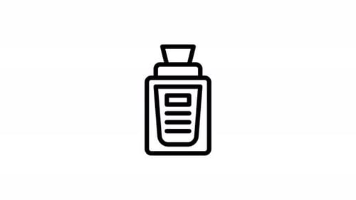 Flat Design Animated Outline Icon of a Product Bottle Label
