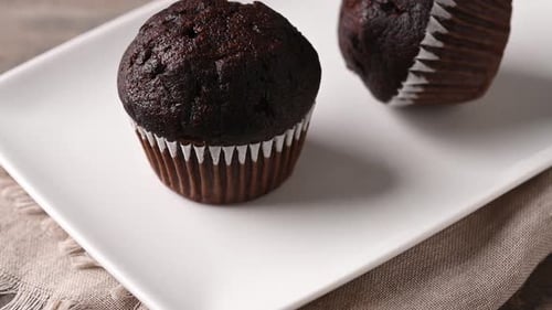 Chocolate Cupcakes on a Plate Zooming